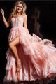 Sleeveless A-line Layered Slit Gown by Jovani 38144 - 00 / Blush - Long Formal Dresses