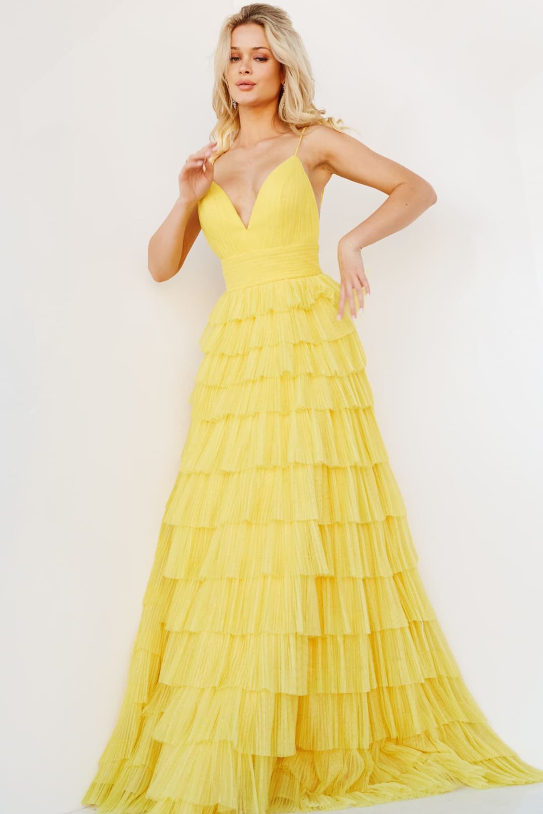 Sleeveless A-line Tiered Gown by Jovani 08480 - Long Formal Dresses