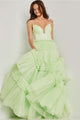 Sleeveless A-line Tiered Gown by Jovani 38477 - 00 / Mint - Long Formal Dresses
