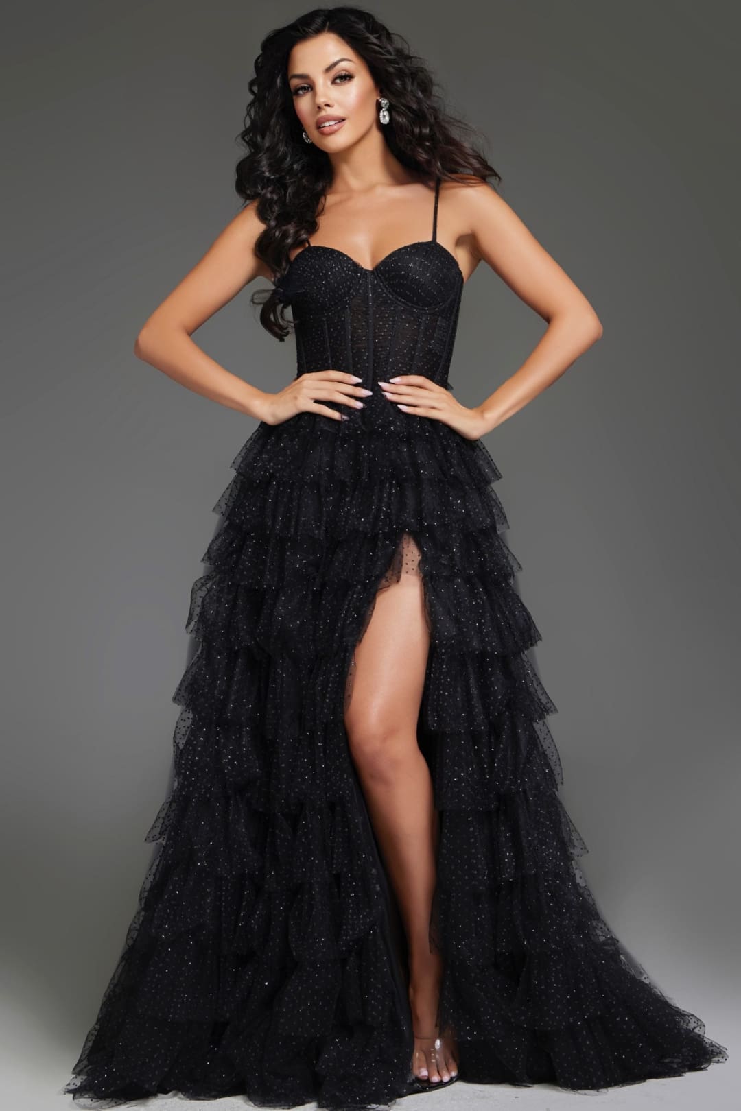 Sleeveless A-line Tiered Slit Gown by Jovani 38278 - Long Formal Dresses