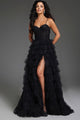 Sleeveless A-line Tiered Slit Gown by Jovani 38278 - 00 / Black - Long Formal Dresses