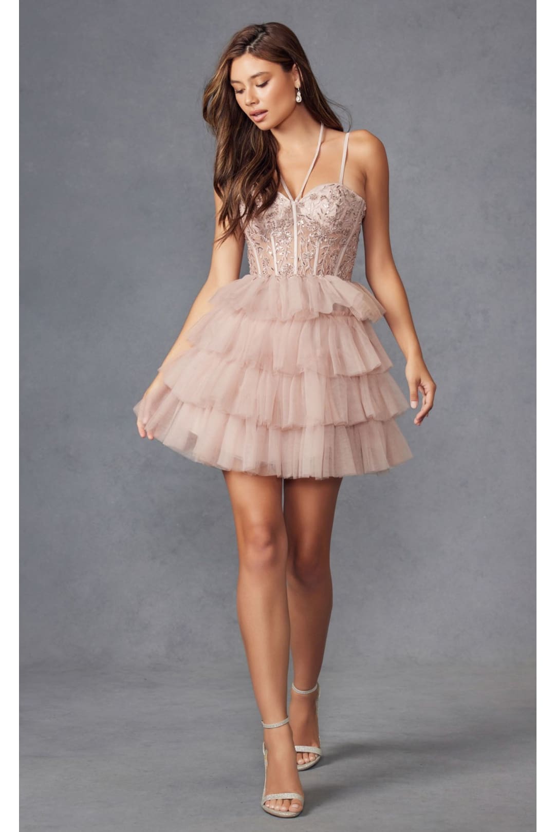 Buff Bridesmaid Dresses-Inexpensive Applique Short Juliet JT923S Buff / 10
