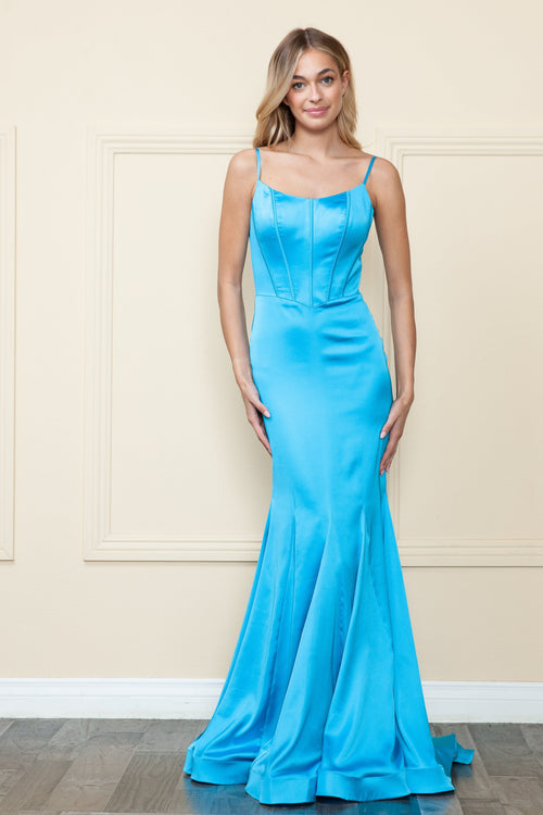 Poly USA 9006 Sleeveless Charmeuse Mermaid Dress