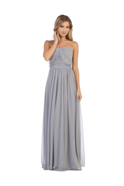 Sleeveless Convertible Long Bridesmaids Dress - The Dress Outlet