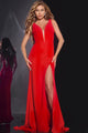 Sleeveless Corset A-line Slit Gown by Jovani 40783 - 00 / Red - Long Formal Dresses