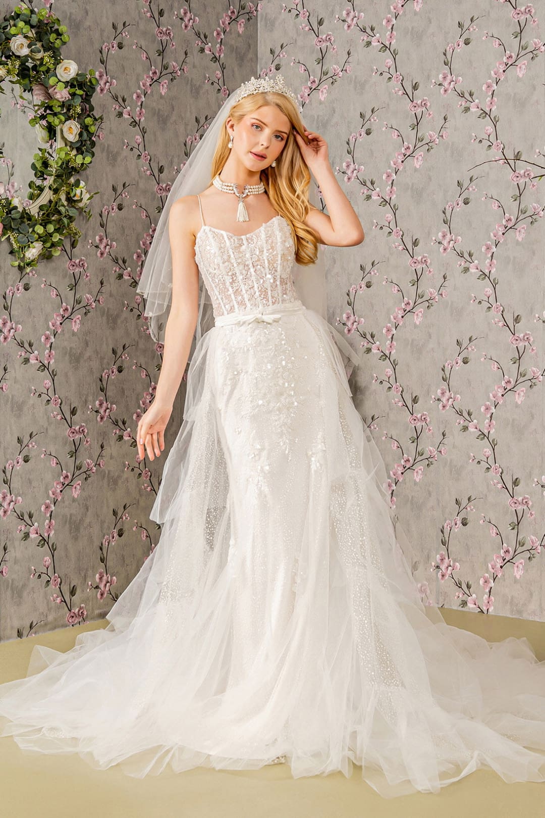 Sleeveless Corset Overskirt Bridal Gown by GLS Gloria GL3425 - XS / Ivory - Long Formal Dresses