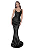 Sleeveless Draped Back Evening Gown 2025 Elegant Formal Dress - Black / XS - Prom