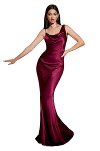 Sleeveless Draped Back Evening Gown 2025 Elegant Formal Dress - Burgundy / XS - Prom