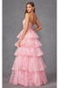 Sleeveless Glitter Print A-Line Tiered Gown by Juliet JT2438K - Dress