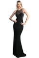 Sleeveless Illusion Beaded Sheath Gown 2025 Elegant Evening Dress - Black-Gold / XXS - Prom
