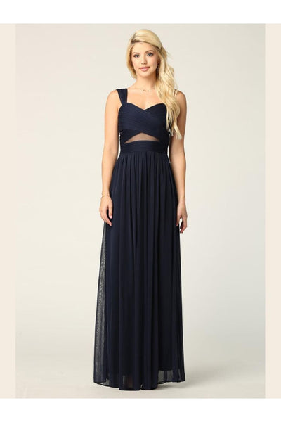 Sleeveless Long Bridesmaids Mesh Dress - The Dress Outlet