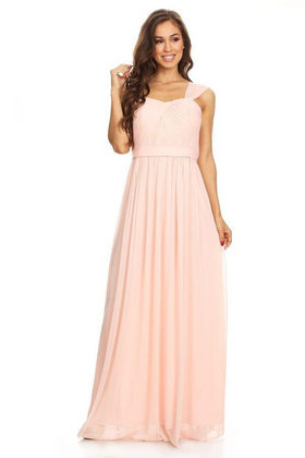 Eva USA 3204 Sleeveless Long Bridesmaids Pleated Dress