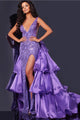 Sleeveless Ruffled Overskirt Slit Gown by Jovani 38336 - 00 / Pink/Lilac - Long Formal Dresses