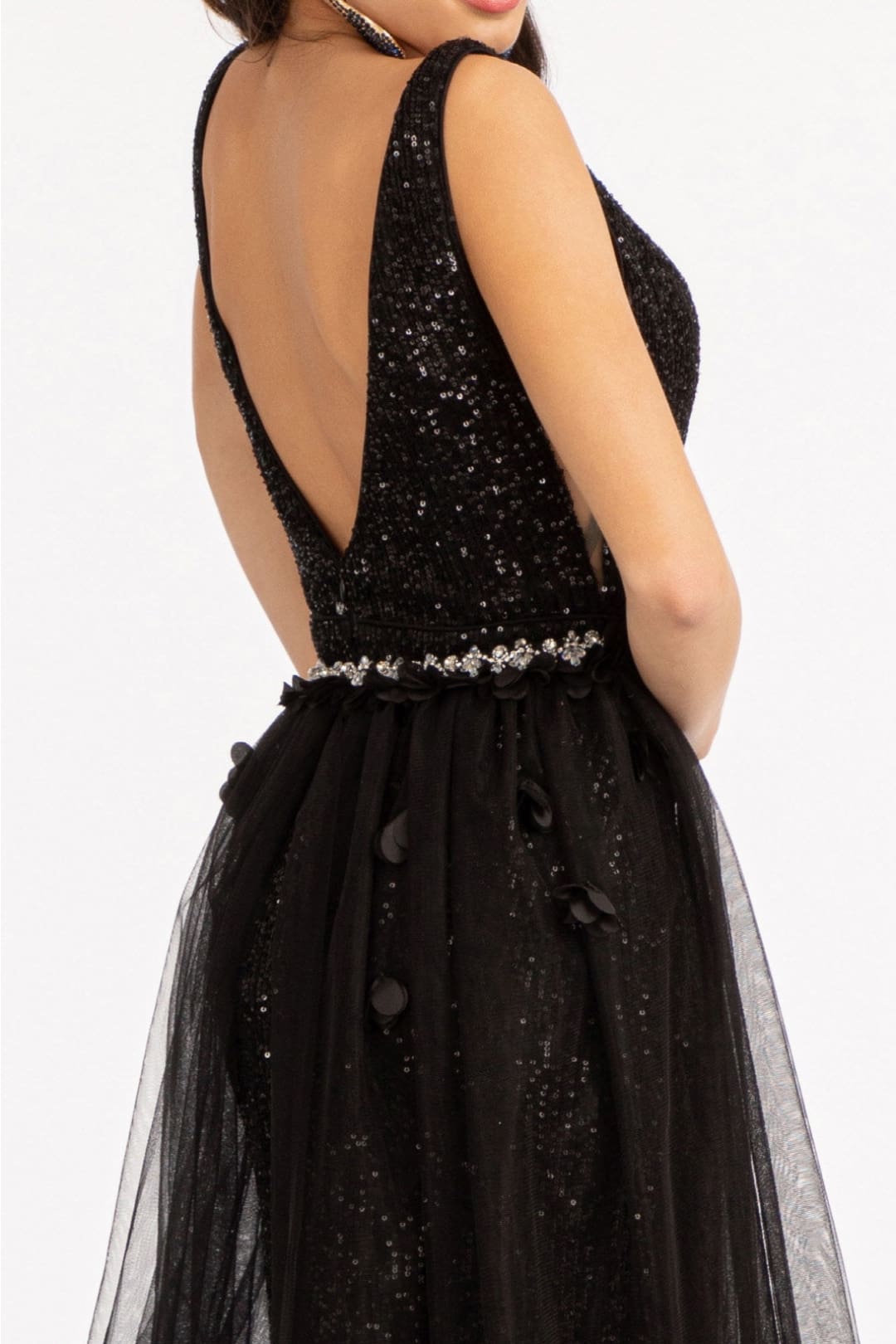 Sleeveless Sequin Overskirt Gown by Elizabeth K GL3057 - Long Formal Dresses