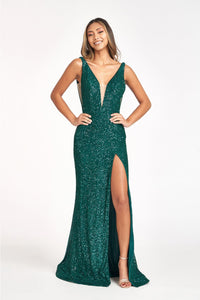 Sleeveless Sequin Overskirt Gown by Elizabeth K GL3057 - Long Formal Dresses