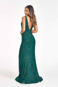 Sleeveless Sequin Overskirt Gown by Elizabeth K GL3057 - Long Formal Dresses