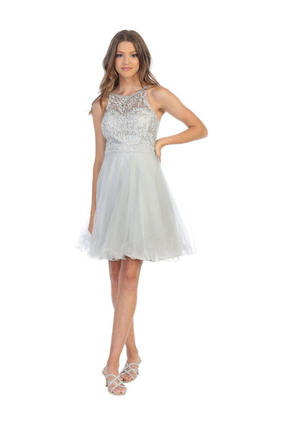 Prom Short Halter Homecoming Cocktail Dress - The Dress Outlet