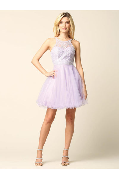 Prom Short Halter Homecoming Cocktail Dress - The Dress Outlet