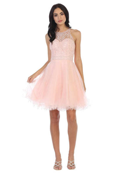 Prom Short Halter Homecoming Cocktail Dress - The Dress Outlet