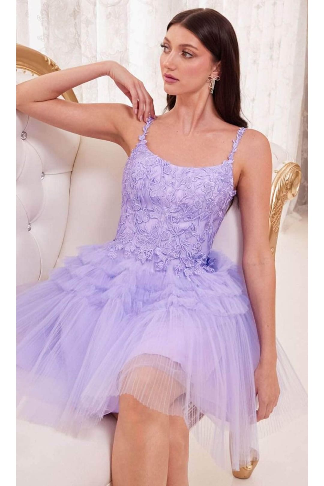 Ladivine 9310 - Embroidered A-Line Cocktail Dress - Prom
