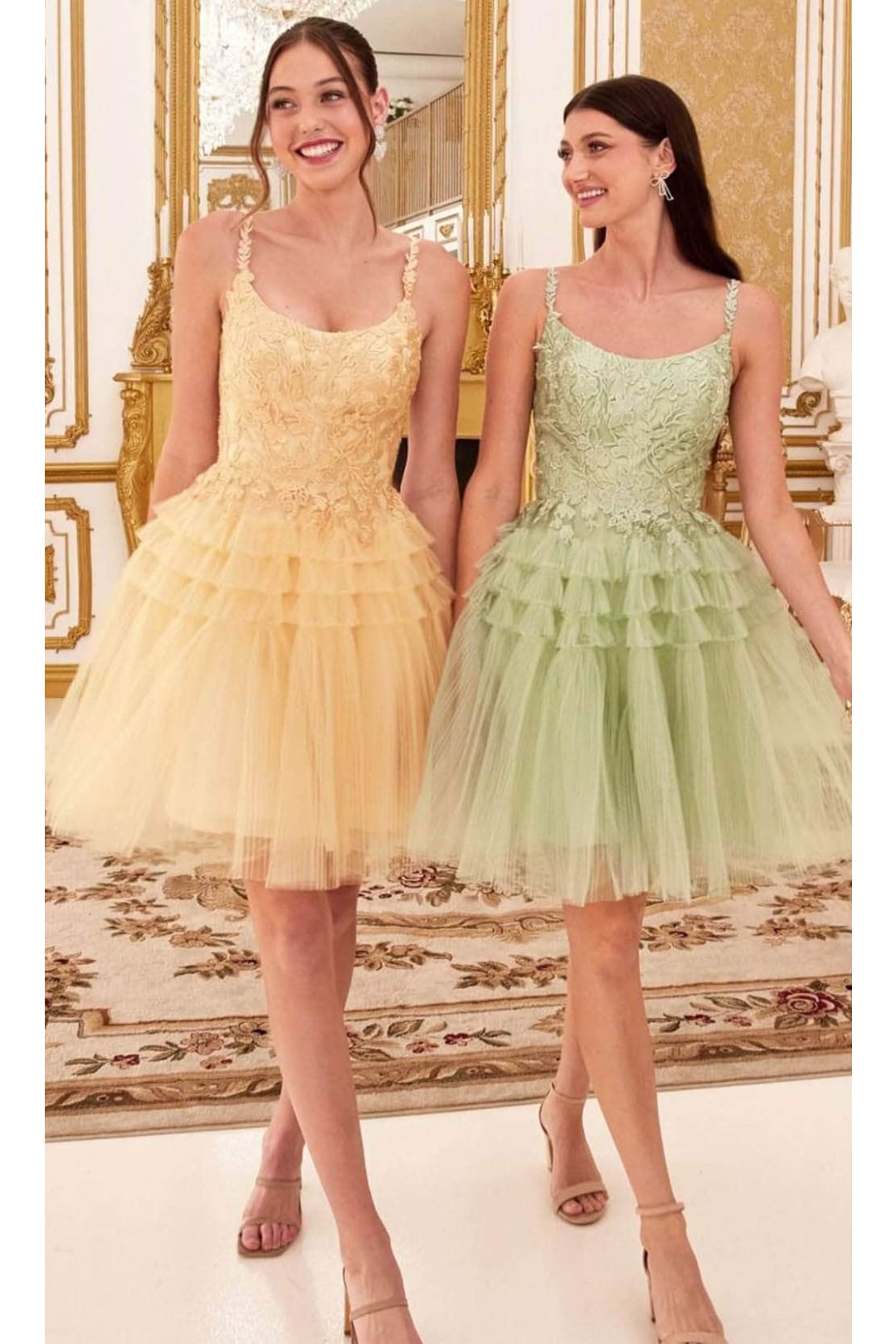 Ladivine 9310 - Embroidered A-Line Cocktail Dress - Prom