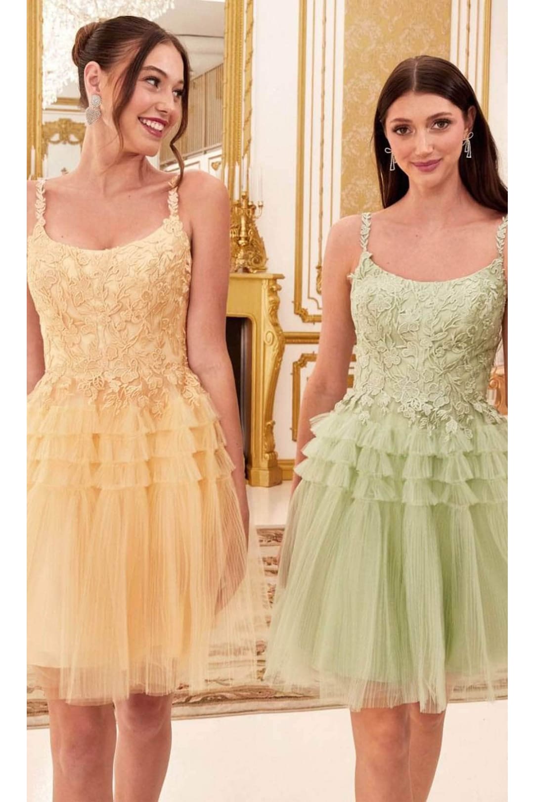 Ladivine 9310 - Embroidered A-Line Cocktail Dress - Prom