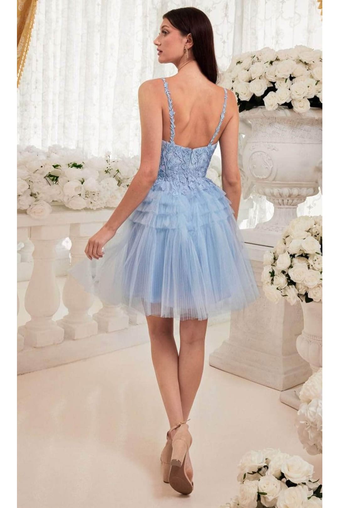 Ladivine 9310 - Embroidered A-Line Cocktail Dress - Prom