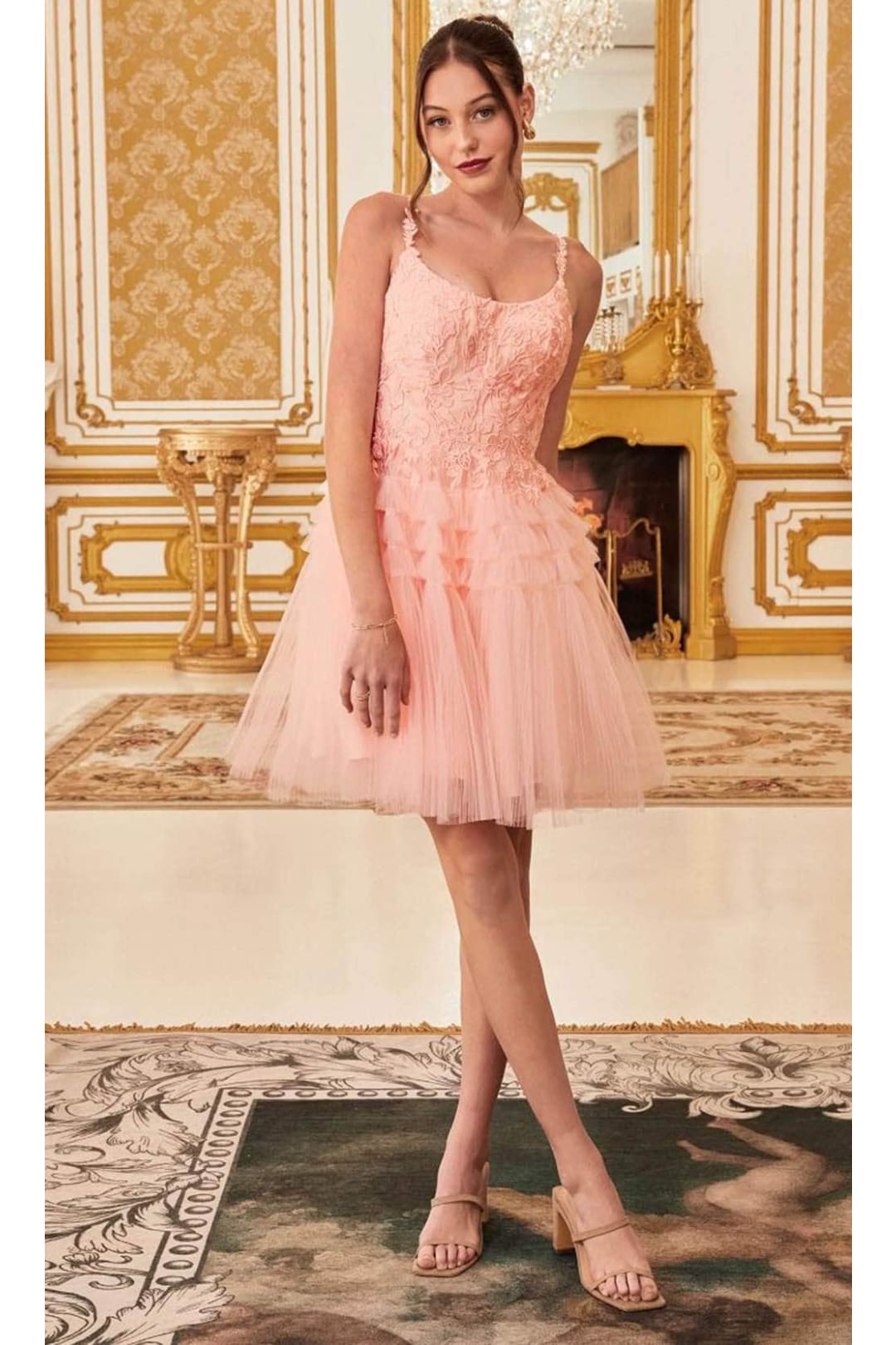 Ladivine 9310 - Embroidered A-Line Cocktail Dress - Prom