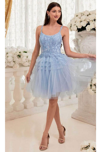 Ladivine 9310 - Embroidered A-Line Cocktail Dress - Prom