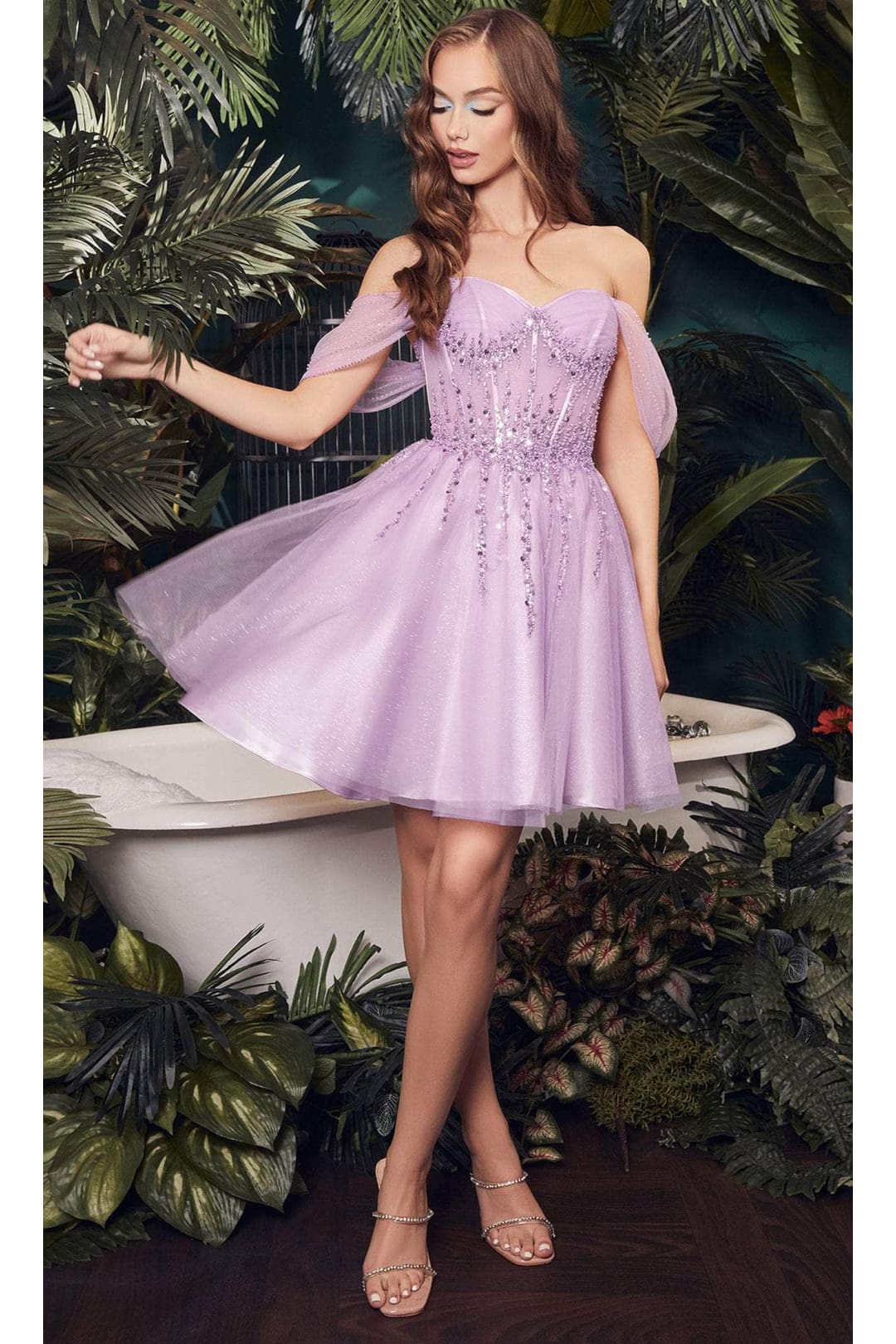 Ladivine CD0211 - Off-Shoulder Corset Gown - Prom