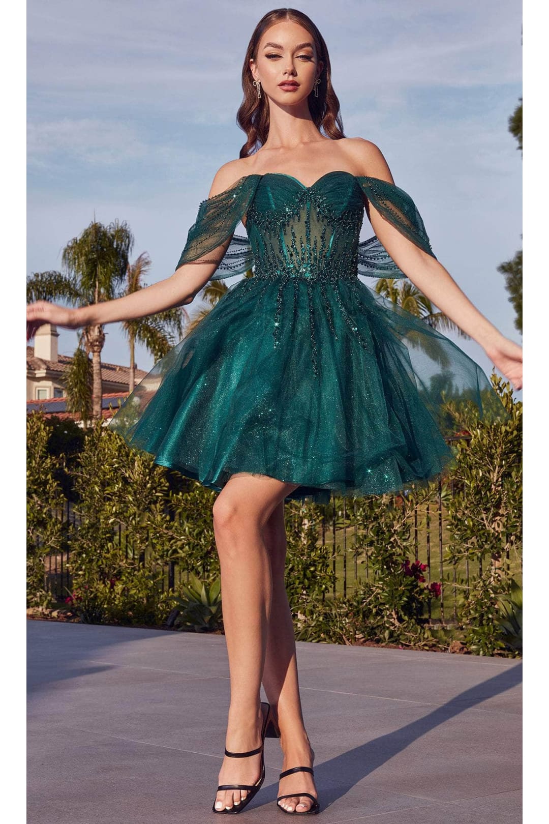Ladivine CD0211 - Off-Shoulder Corset Gown - Prom
