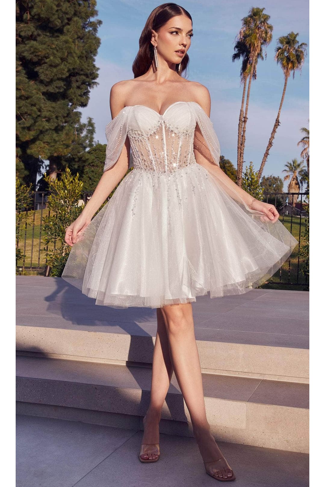 Ladivine CD0211 - Off-Shoulder Corset Gown - Prom