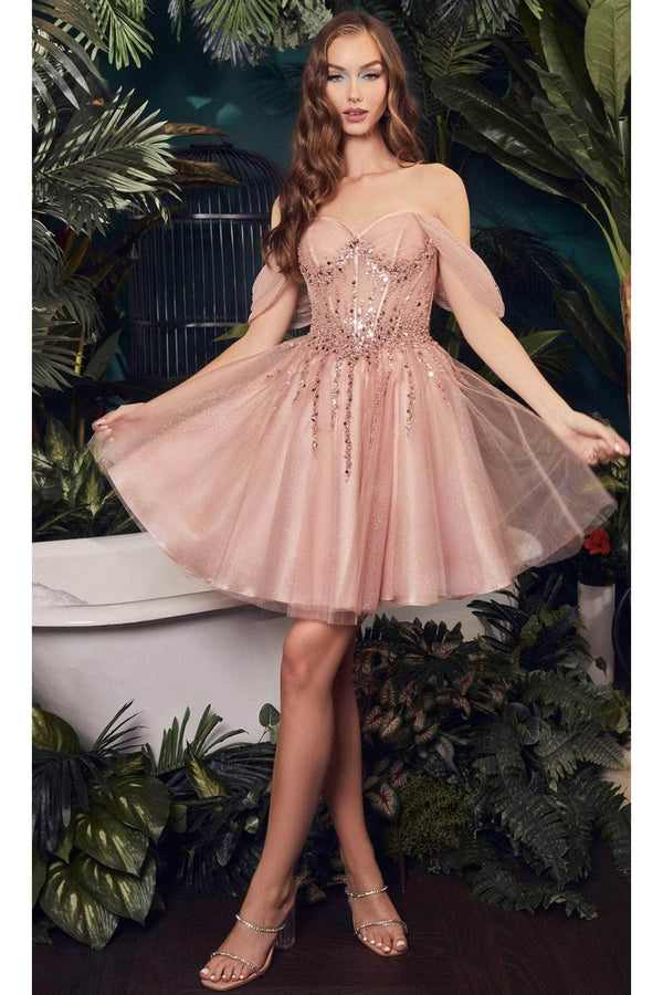 Ladivine CD0211 - Off-Shoulder Corset Gown - Prom