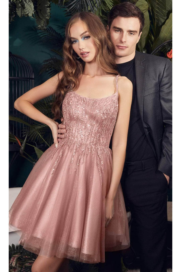 Ladivine CD0212 - Glitter Tulle Cocktail Dress - Prom