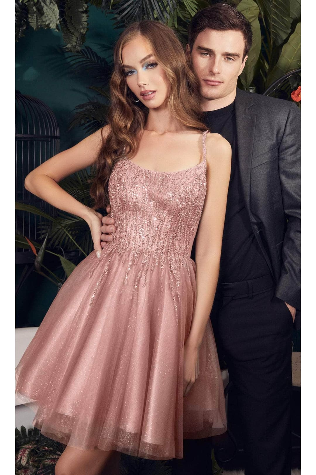 Ladivine CD0212 - Glitter Tulle Cocktail Dress - Prom
