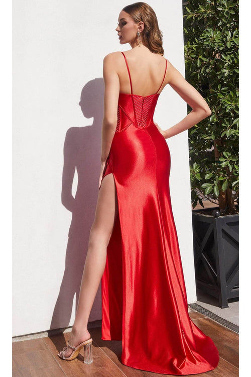 Ladivine CDS426 - Sweetheart Satin Long Gown with Train - Prom