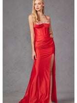 Spaghetti Strap Ruched Prom Gown by Juliet JT2434A