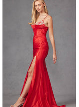 Spaghetti Strap Ruched Prom Gown by Juliet JT2434A