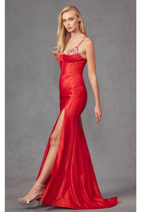 Spaghetti Strap Ruched Prom Gown by Juliet JT2434A - Dress