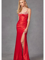 Spaghetti Strap Ruched Prom Gown by Juliet JT2434A