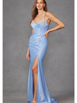 Spaghetti Strap Ruched Prom Gown by Juliet JT2434A