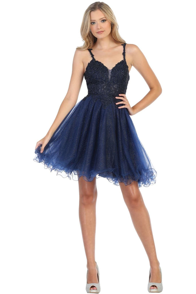 Spaghetti Strap Short Dress - Navy / 2