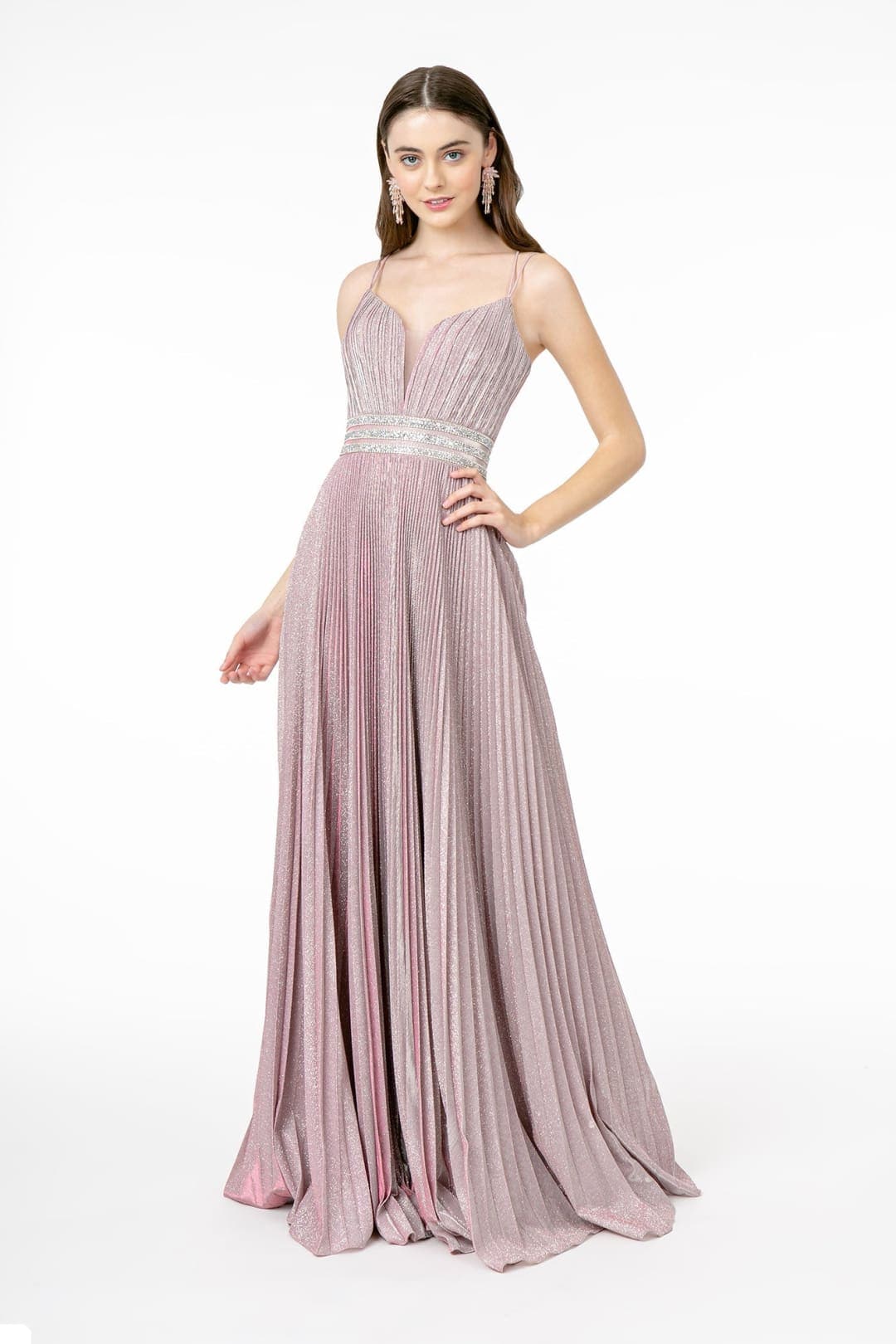 Prom Sparkly Formal Gown - DUSTY ROSE / XS