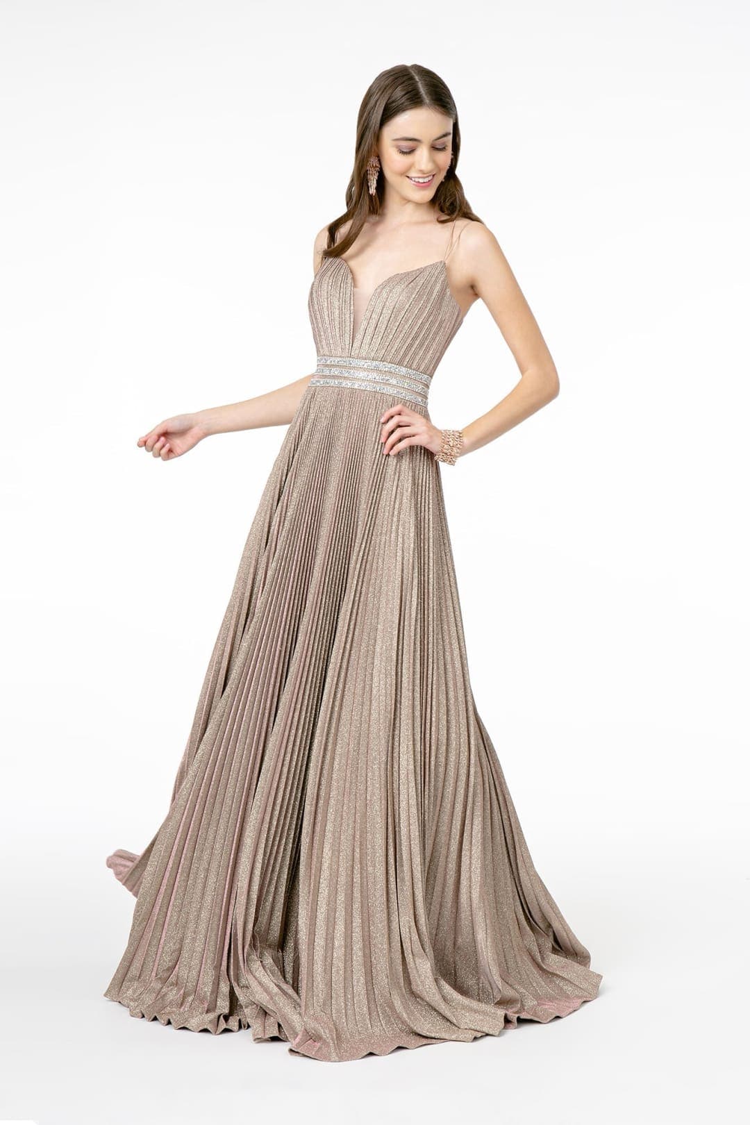 Elizabeth K GL2905 Pleated Glitter Gown Formal Dress Shops Elizabeth K GL2905 Pleated Glitter Gown Formal Dress Shops