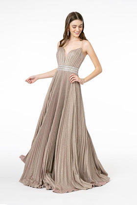 Pleated Glitter Prom Dress by Elizabeth KGL2905