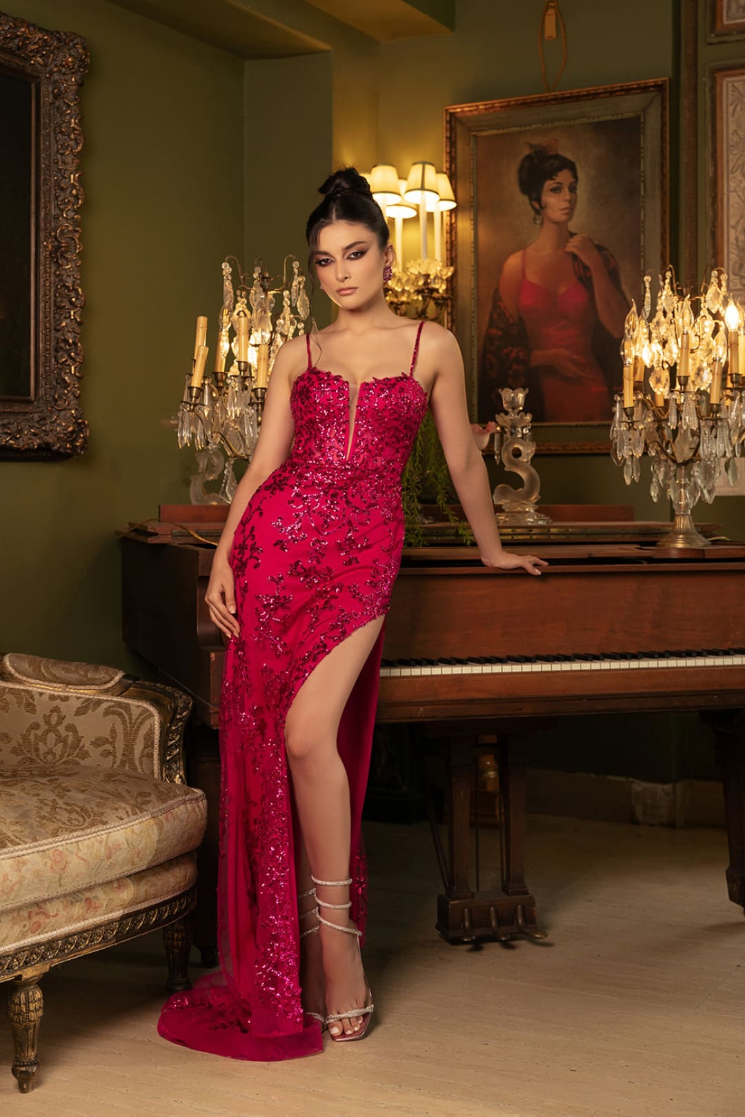 Special Occasion Dress High Slit Sequin Mermaid By May Queen MQ2118 - FUCHISA / 2 - Dress