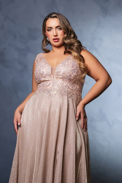 Special Occasion Dress High Split Plunging V-Neck By May Queen MQ2137 - Dress
