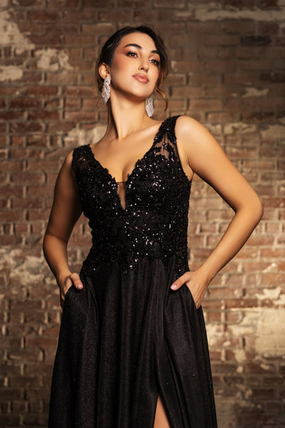 Special Occasion Dress High Split Plunging V-Neck By May Queen MQ2137 - Dress