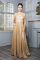 Special Occasion Dress High Split Plunging V-Neck By May Queen MQ2137 - GOLD / 8 - Dress