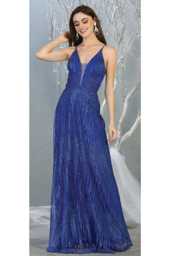 Special Occasion Glitter Formal Dress - ROYAL BLUE / 2